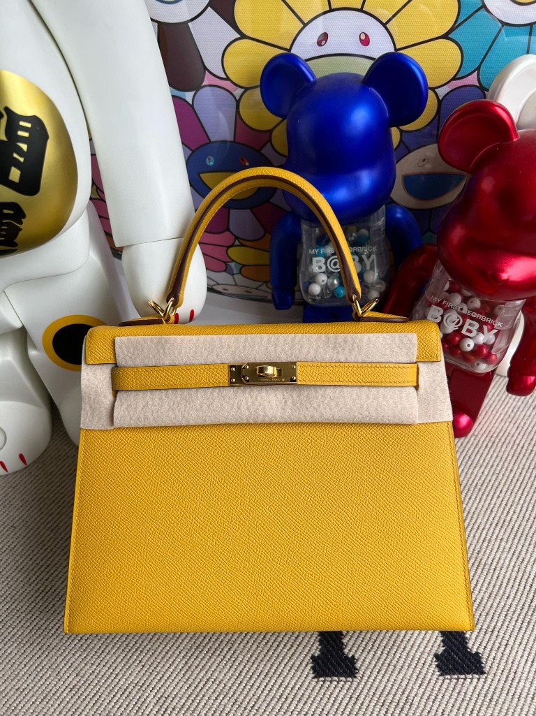 Uncle Bench Hermes Kelly Epsom 9D Ambre Gold Hardware 25cm Full Handmade
