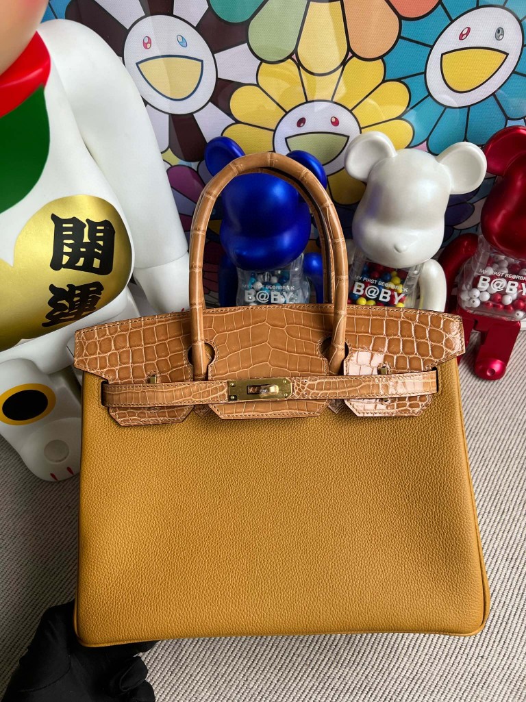 Uncle Bench Hermes Birkin Touch Sesame & apricot crocodile Gold Hardware 30cm Full Handmade