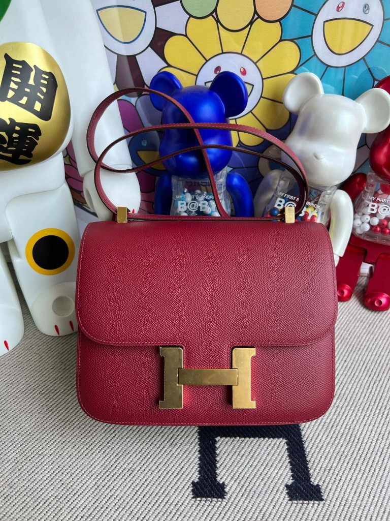 Uncle Bench Hermes Constance Epsom K1 Rouge grenat gold Hardware 24cm Full Handmade