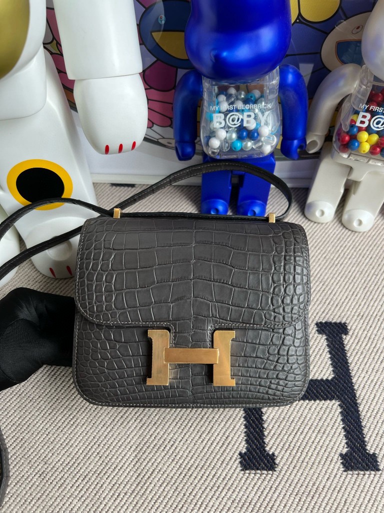 Uncle Bench Hermes Constance Alligator matt ck88 gris ashpite Gold Hardware 18cm Full Handmade