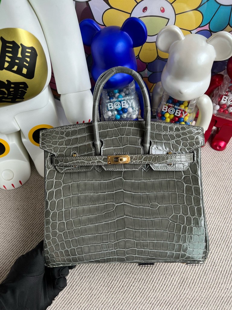 Uncle Bench Hermes Birkin Crocodile shiny Etain Gold Hardware 25cm Full Handmade