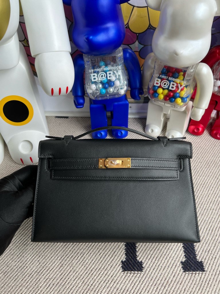 Uncle Bench Hermes Mini pochette Swift ck89 Noir Gold Hardware 22cm Full Handmade