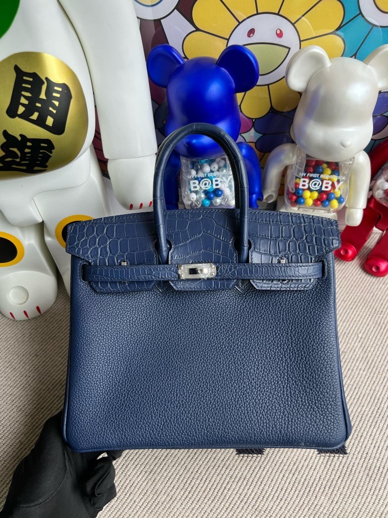 Uncle Bench Hermes Birkin Touch gem blue Matte crocodile Silver Hardware 25cm Full Handmade