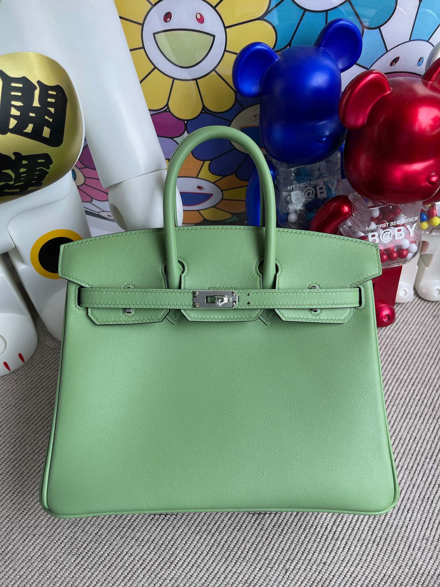 Hermes Birkin 25CM 3i Vert Criquet Silver Hardware Swift Leather