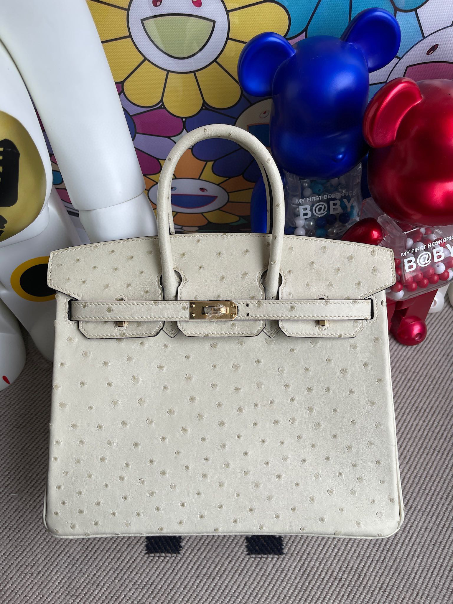 Hermes Birkin 25CM South Africa Klein Karoo Ostrich 3C Parchemin Gold Hardware Full HandMade