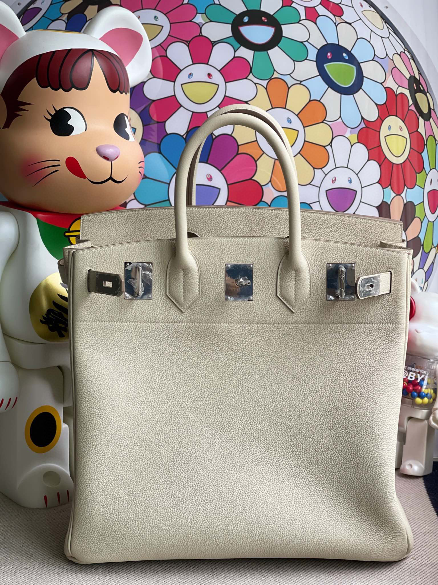 Uncle Bench Factory Hermes HAC 40CM For Man Togo Leather CK10 Craie PHW Full Handmade