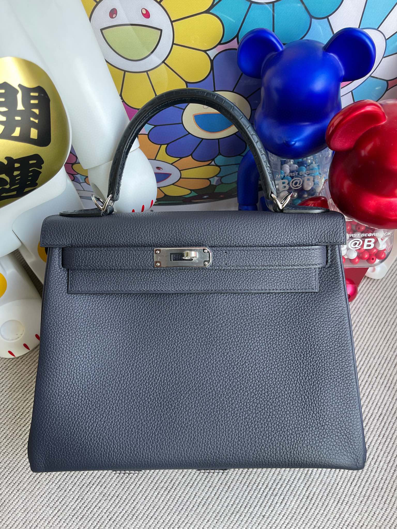 Uncle Bench Kelly Touch 28CM Togo Matte Crocodile Silver Hardware Handmade