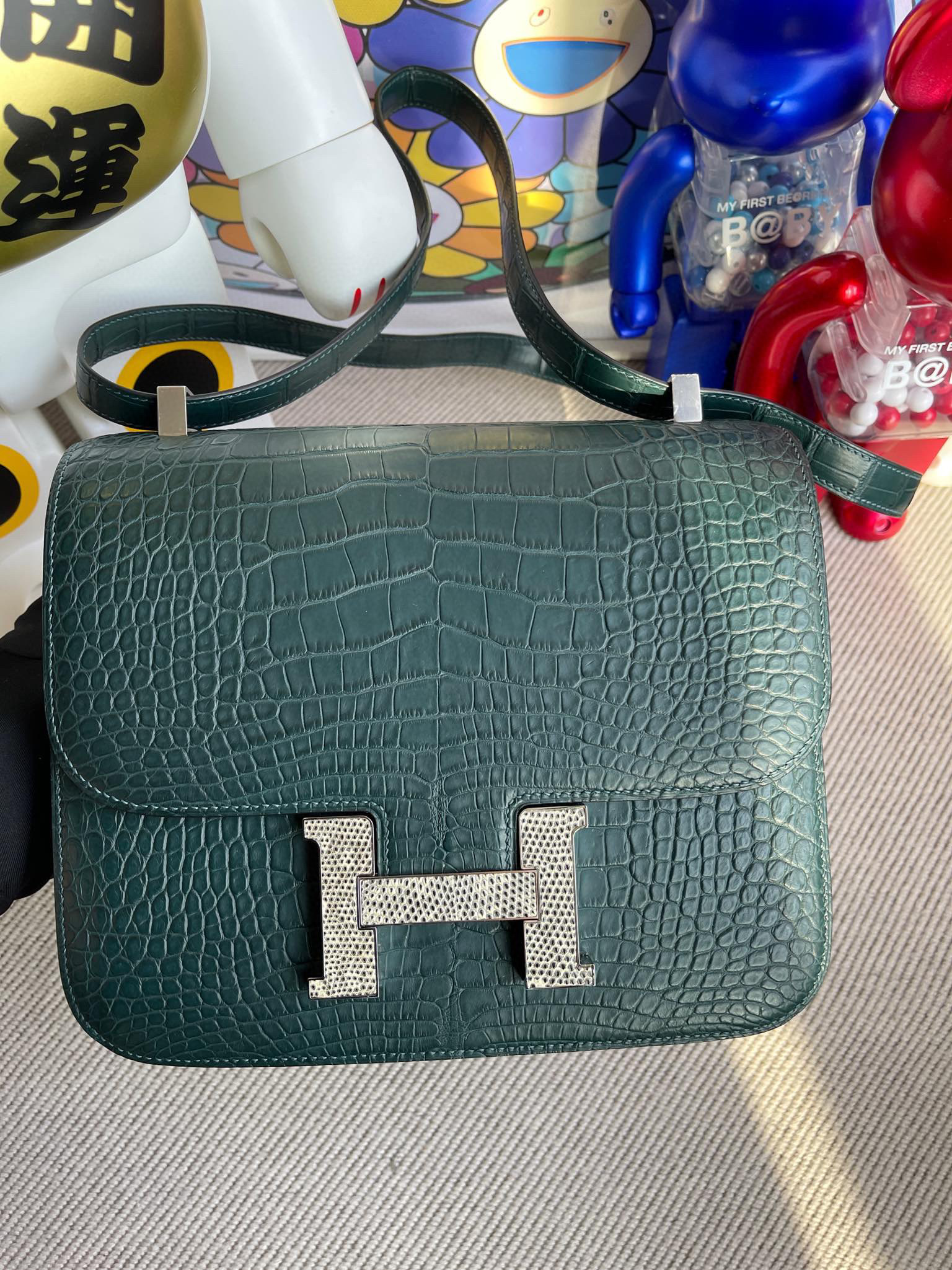 Uncle Bench Constance 24CM Matte Alligator Lizard Hardware Silver