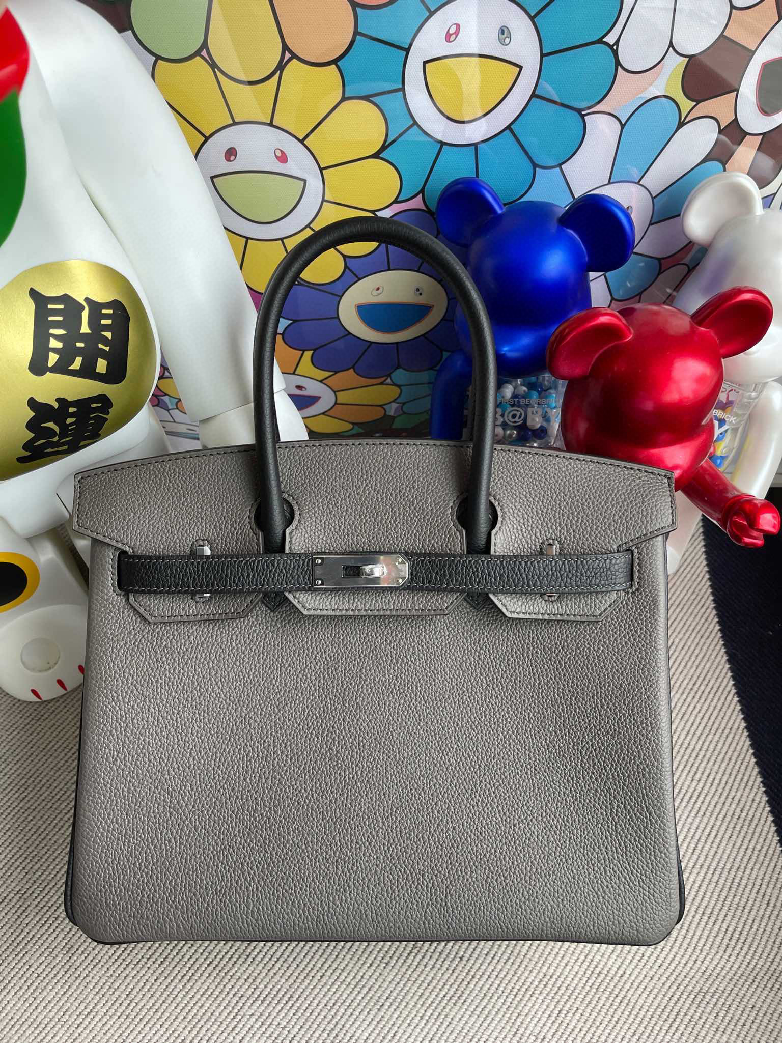 Uncle Bench Hermes Birkin 30CM Togo 8F Etain CK89 Nior Silver Hardware
