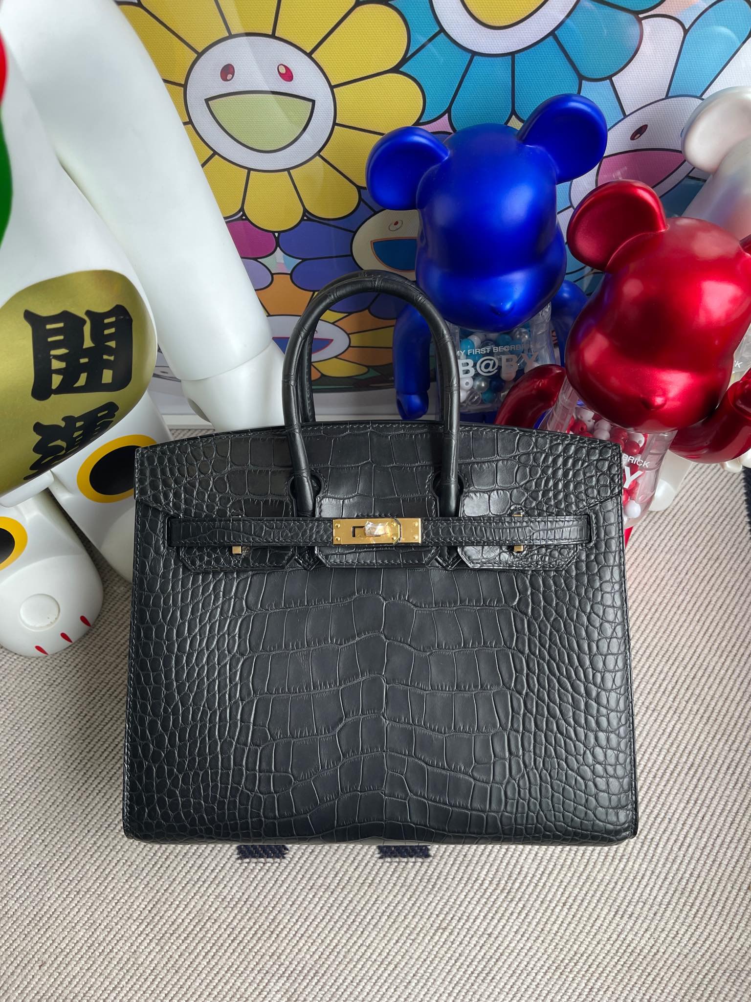 Herms Birkin Alligator matt ck89 Black noir 25cm