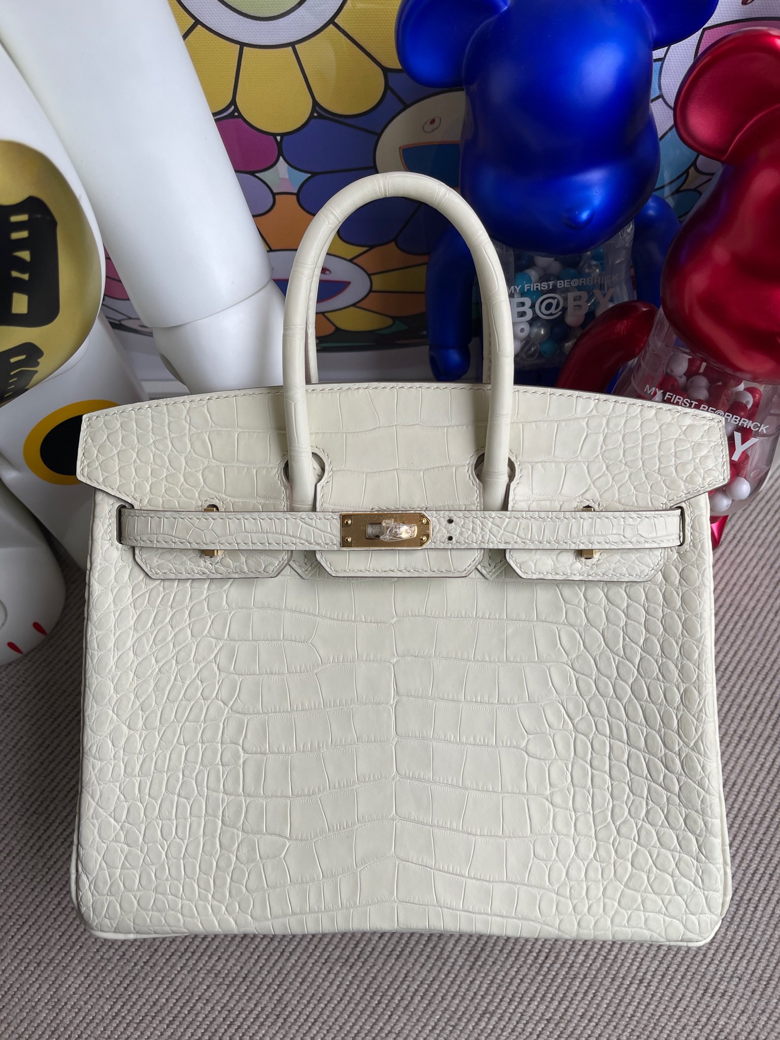 Herms Birkin Alligator matt 8L Craie beton 25cm