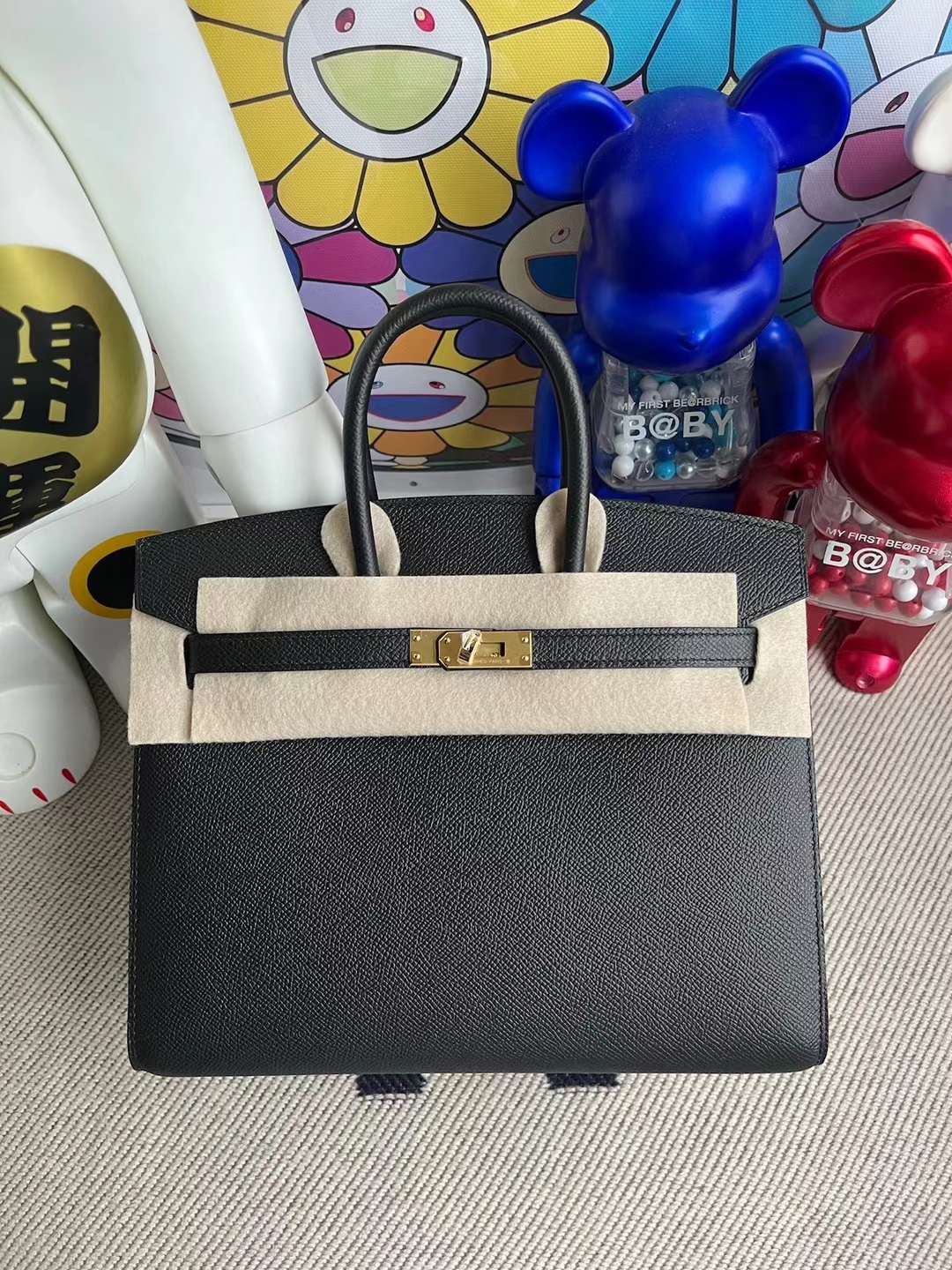 Uncle Bench Hermes Birkin Sellier Epsom Ck89 Black Gold buckle 25cm