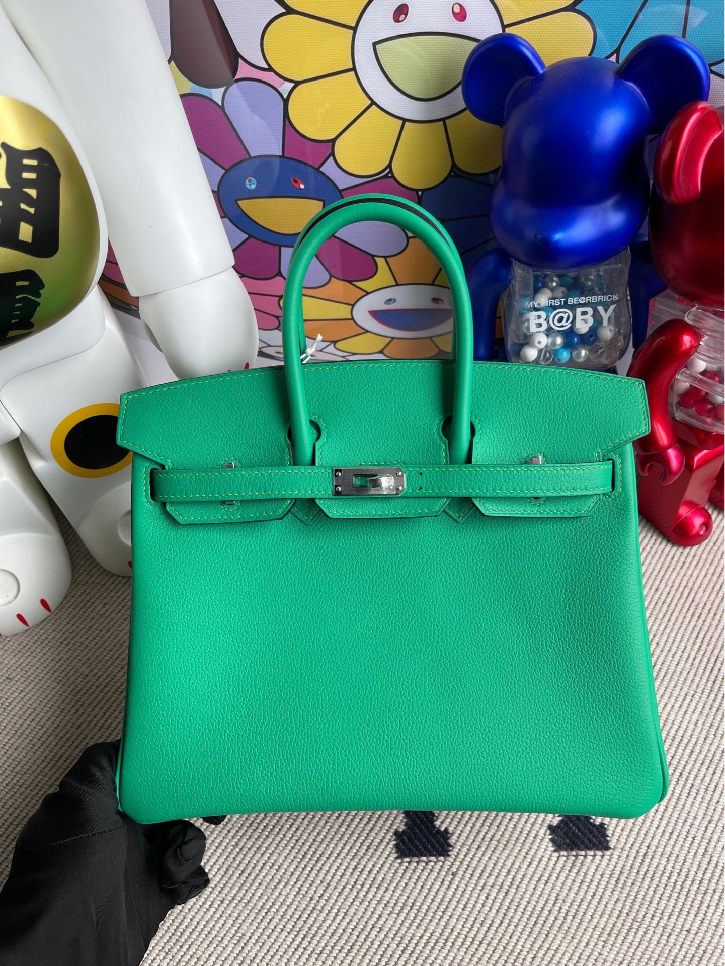 Uncle Bench Hermes Birkin TN U4 Velvet green & 7G cyan Silver buckle 25cm