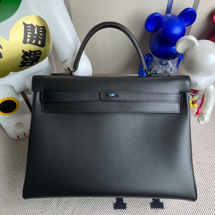 Uncle Bench Hermes Kelly Boxcalf so black black buckle 35cm