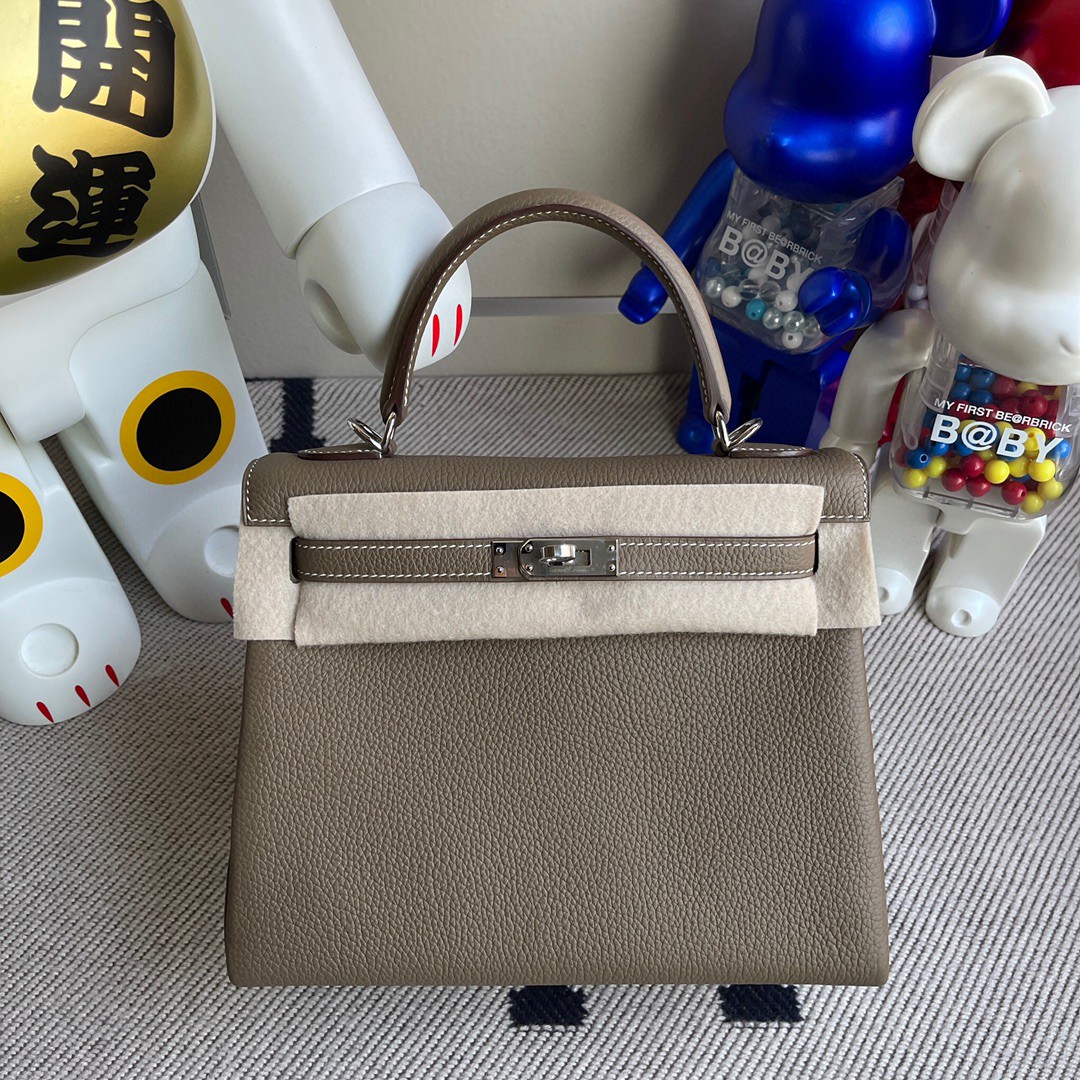 Uncle Bench Hermes Kelly togo ck18 Etoupe Silver buckle 25cm