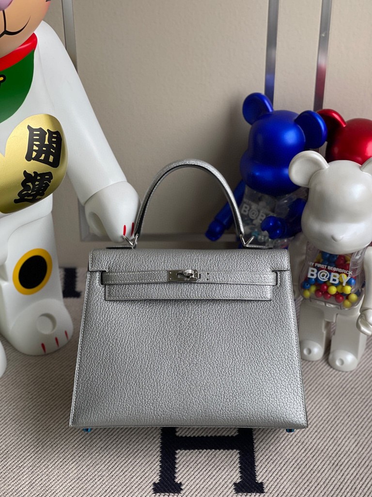 Uncle Bench Hermes Kelly Chevre silver Silver buckle 25cm