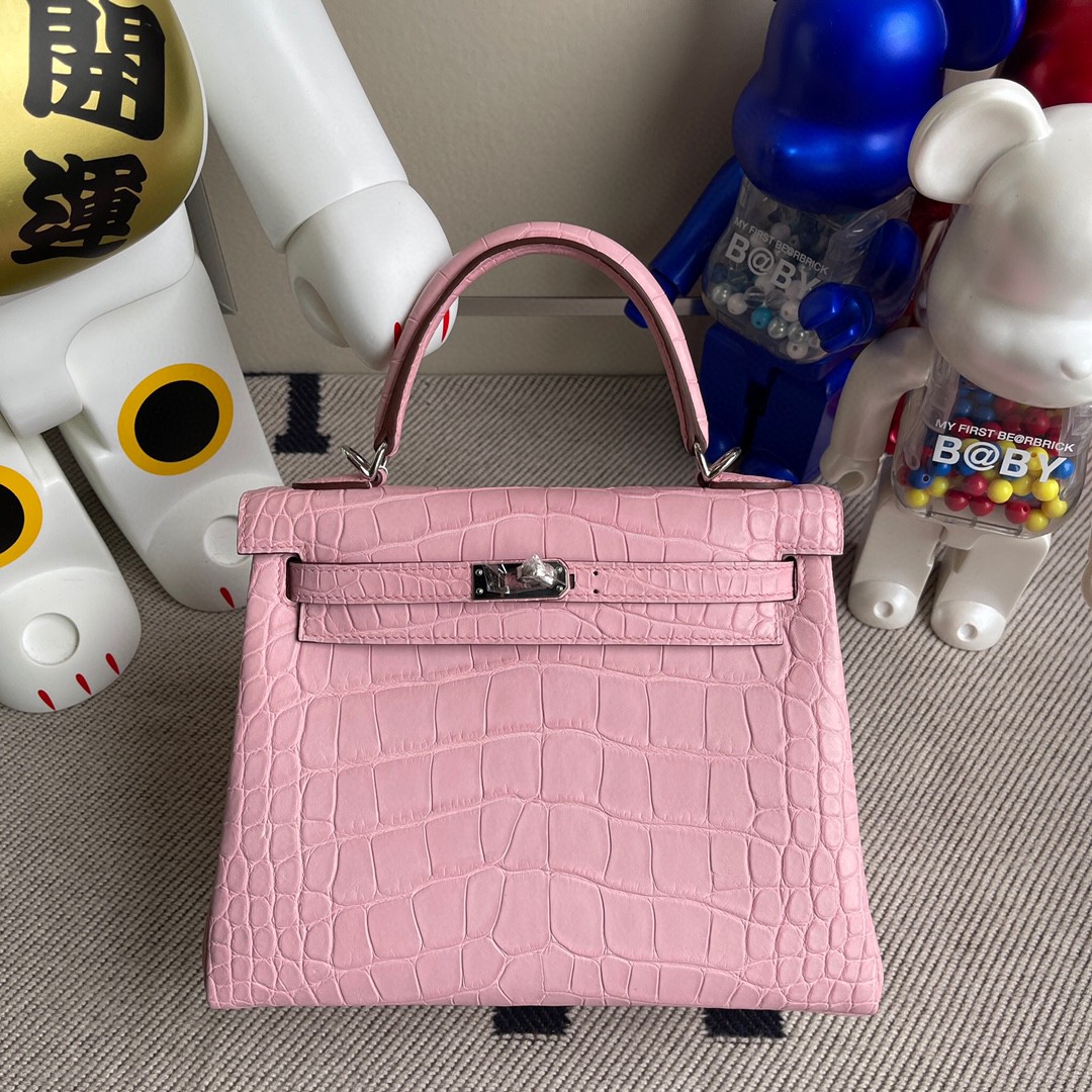 Uncle Bench Hermes Kelly Alligator matt 5p sakura pink Silver buckle 25cm