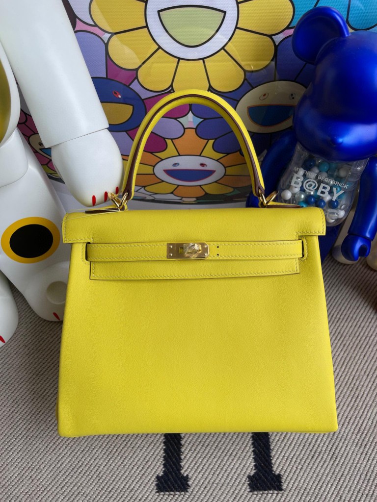 Uncle Bench Hermes Kelly Swift 9R Lemon yellow gold buckle 25cm