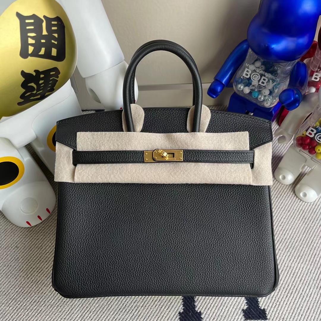 Uncle Bench Hermes Birkin 25cm togo ck89 Black Gold Hardware Full Handmade