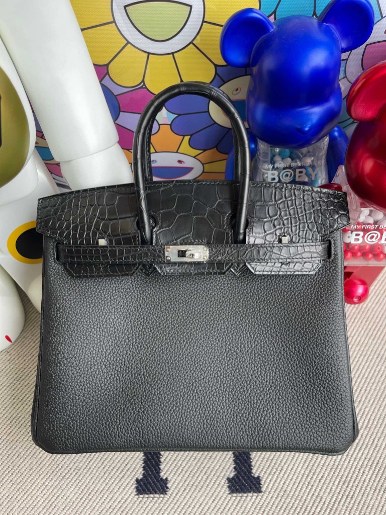 Uncle Bench Hermes Birkin Touch 25cm Matte crocodile ck89 Noir Silver Hardware Full Handmade