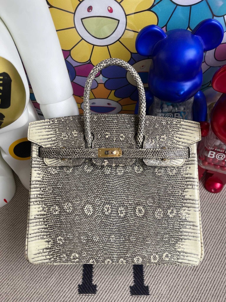 Uncle Bench Hermes Birkin 25cm shiny Lizard Himalayan Primary colors Gold Hardware Full Handmade