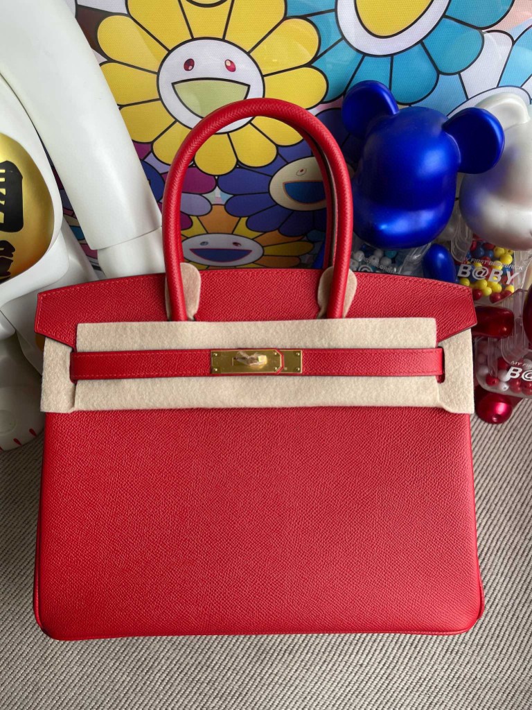 Uncle Bench Hermes Birkin 30cm Epsom Q5 Rouge Gold Hardware Full Handmade
