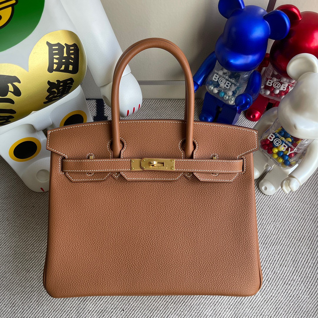 Uncle Bench Hermes Birkin 30cm togo Golden brown Gold Hardware Full Handmade