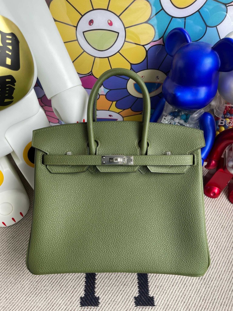Uncle Bench Hermes Birkin 25cm togo Olive green Silver Hardware Full Handmade