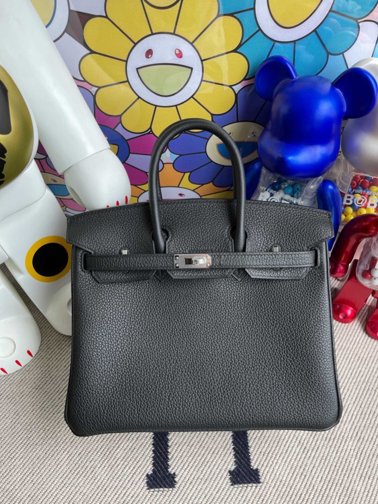 Uncle Bench Hermes Birkin 25cm togo ck89 Noir Silver Hardware Full Handmade