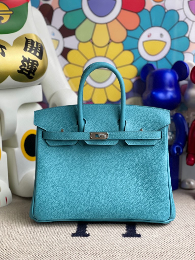Uncle Bench Hermes Birkin 25cm togo p3 Lake blue Silver Hardware Full Handmade