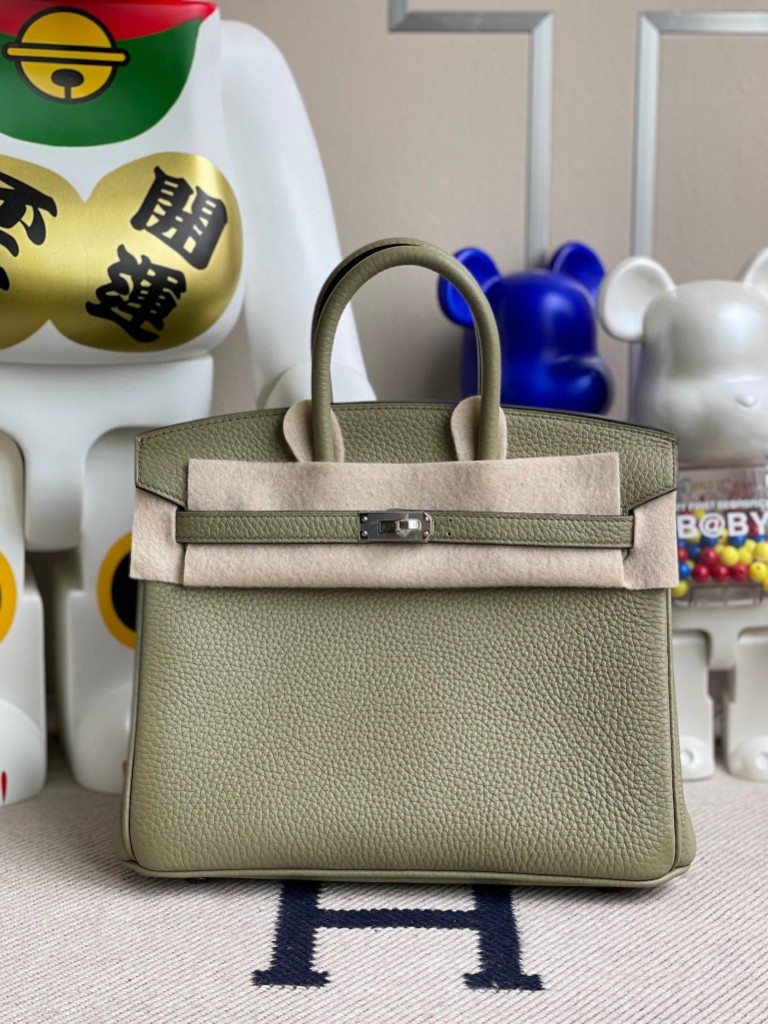 Uncle Bench Hermes Birkin 25cm Togo Salvia green Silver Hardware Full Handmade