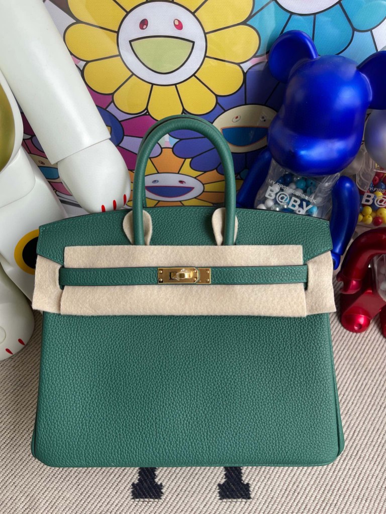 Uncle Bench Hermes Birkin 25cm Togo Z6 Malachite Gold Hardware Full Handmade
