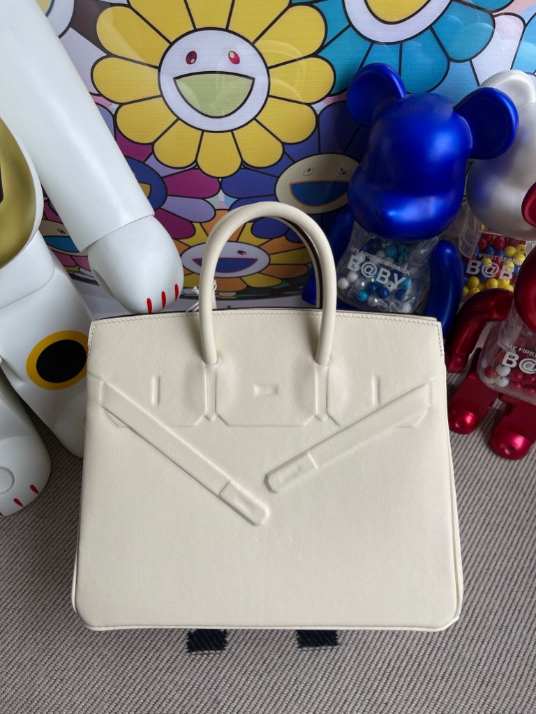 Uncle Bench Hermes Birkin Shadow 25cm 8L Craie Full Handmade