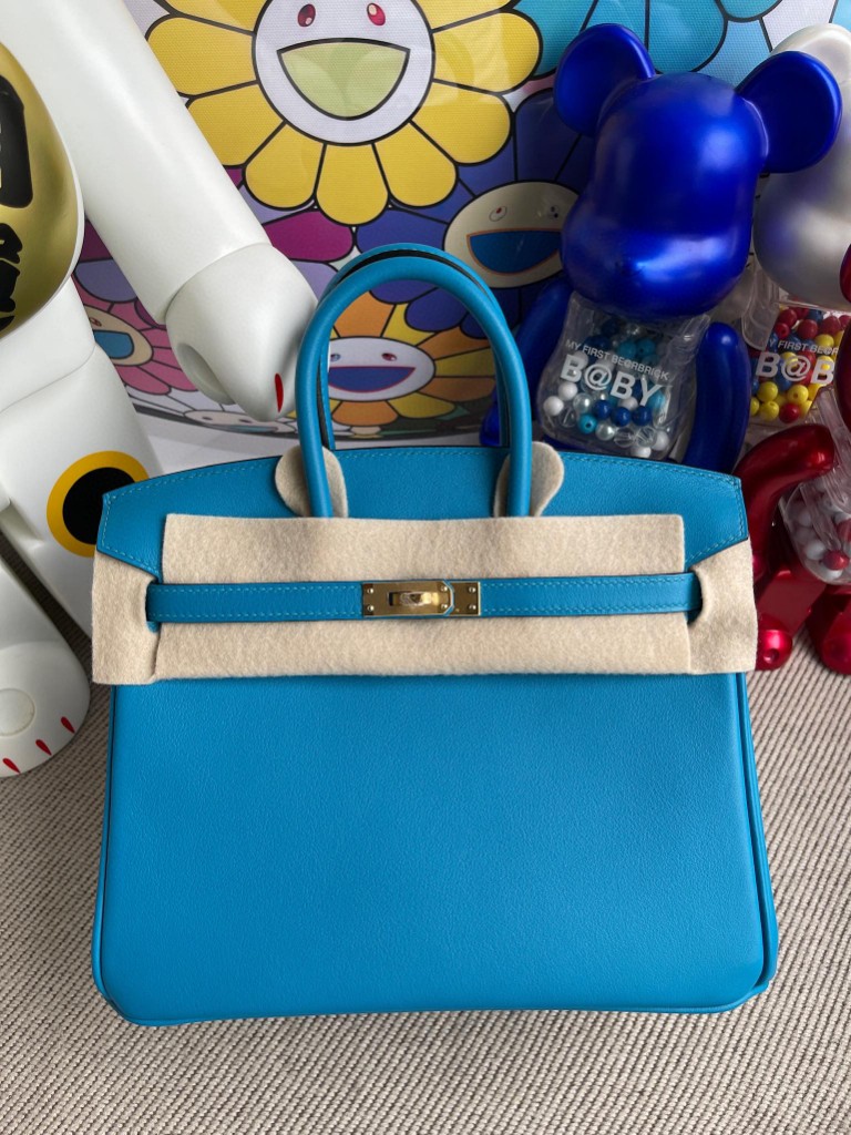 Uncle Bench Hermes Birkin 25cm Swift 0F Florida blue Gold Hardware Full Handmade