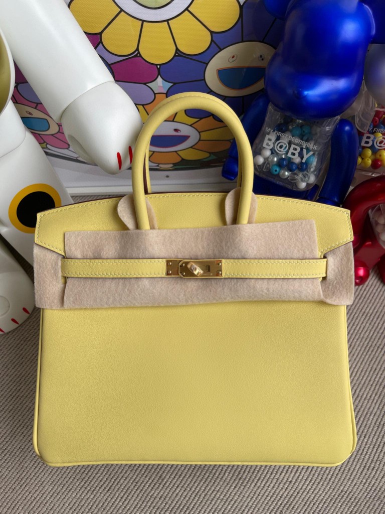 Uncle Bench Hermes Birkin 25cm Swift 1Z light Lemon yellow Gold Hardware Full Handmade