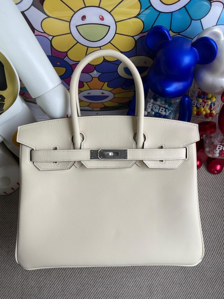 Uncle Bench Hermes Birkin 25cm Swift nata Craie Silver Hardware Full Handmade