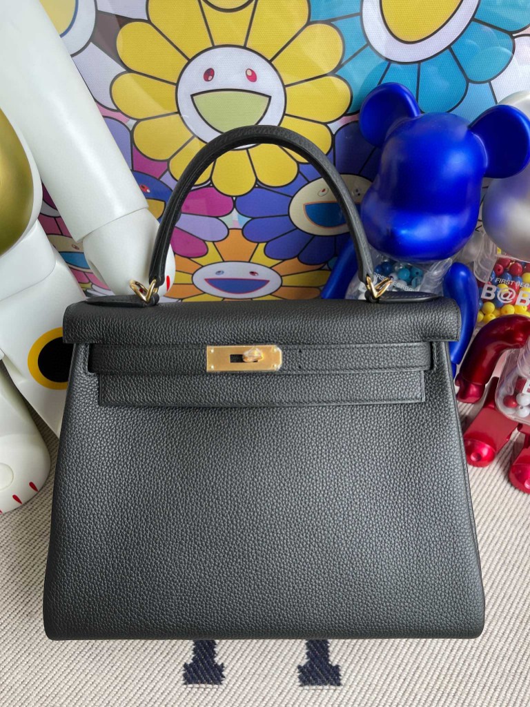 Uncle Bench Hermes Kelly 28cm Togo ck89 Noir Gold Hardware Full Handmade