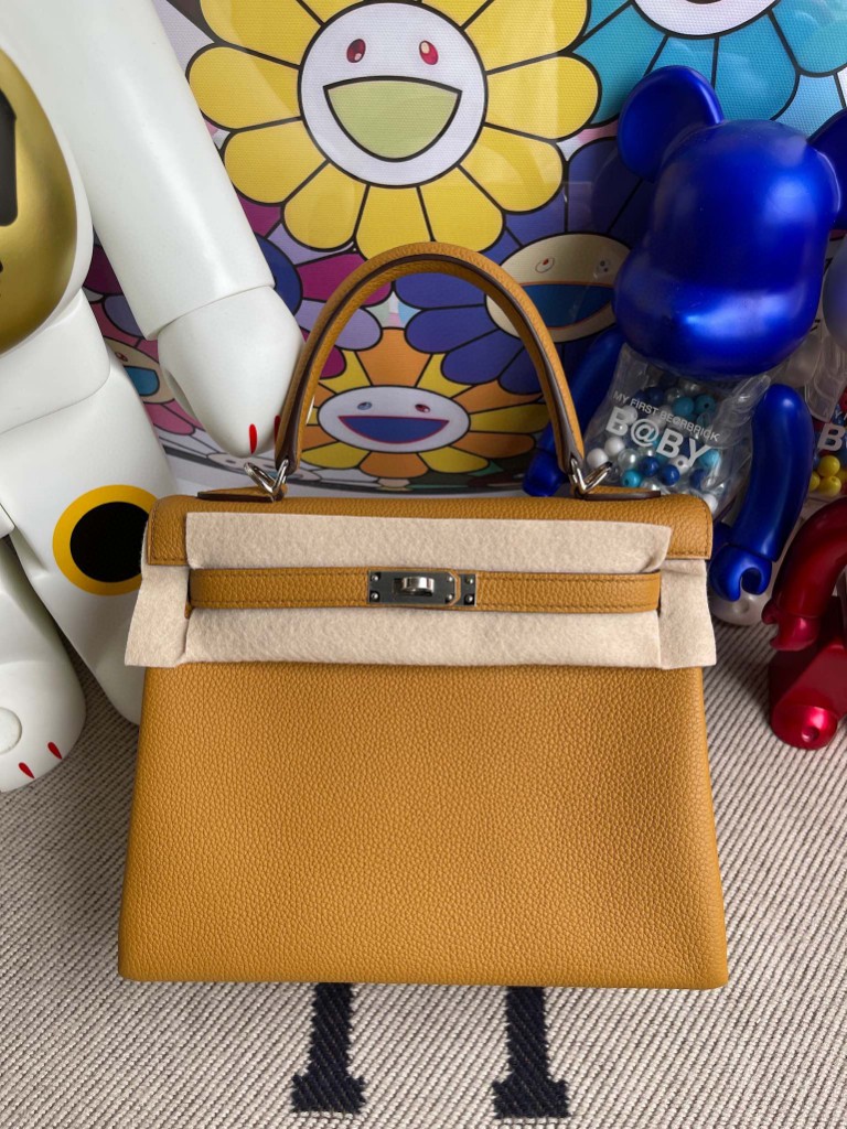 Uncle Bench Hermes Kelly 25cm Togo 2S Sesame Silver Hardware Full Handmade