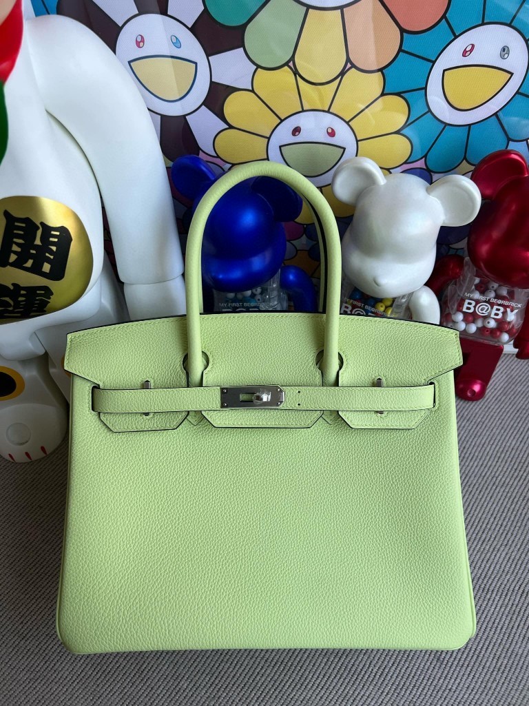 Uncle Bench Hermes Birkin togo New Color vert absinth Silver Hardware 30cm Full Handmade