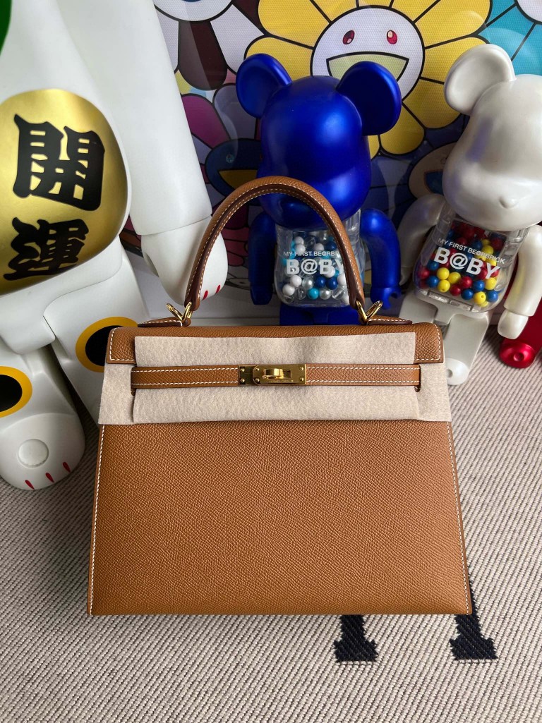 Uncle Bench Hermes Kelly Epsom ck37 Golden Gold Hardware 25cm Full Handmade