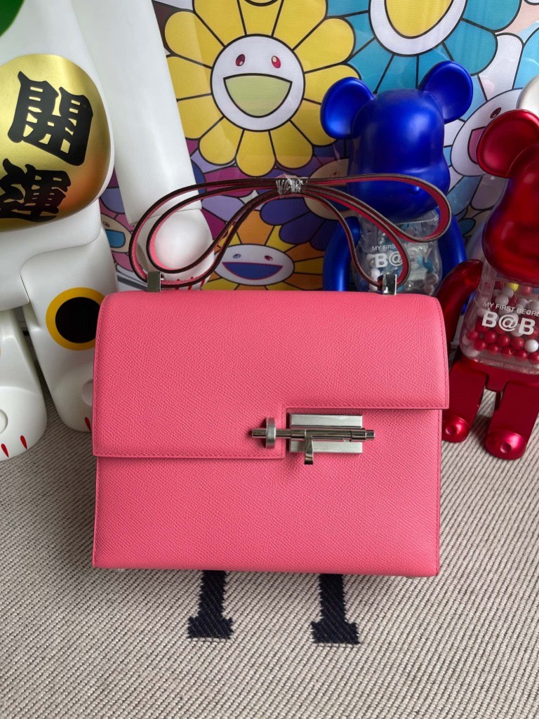 Uncle Bench Hermes Verrou Epsom 8w rose azalee Silver Hardware 21m Full Handmade