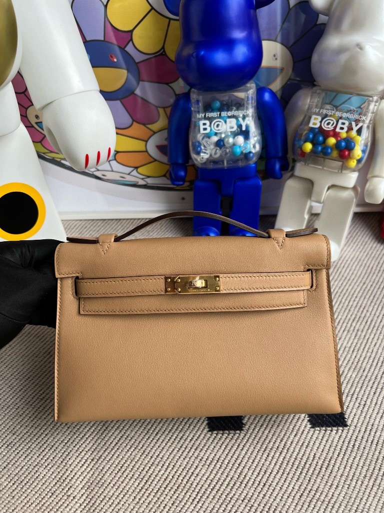 Uncle Bench Hermes Mini kelly pochette Swift Light Coffee Gold Hardware 22m Full Handmade