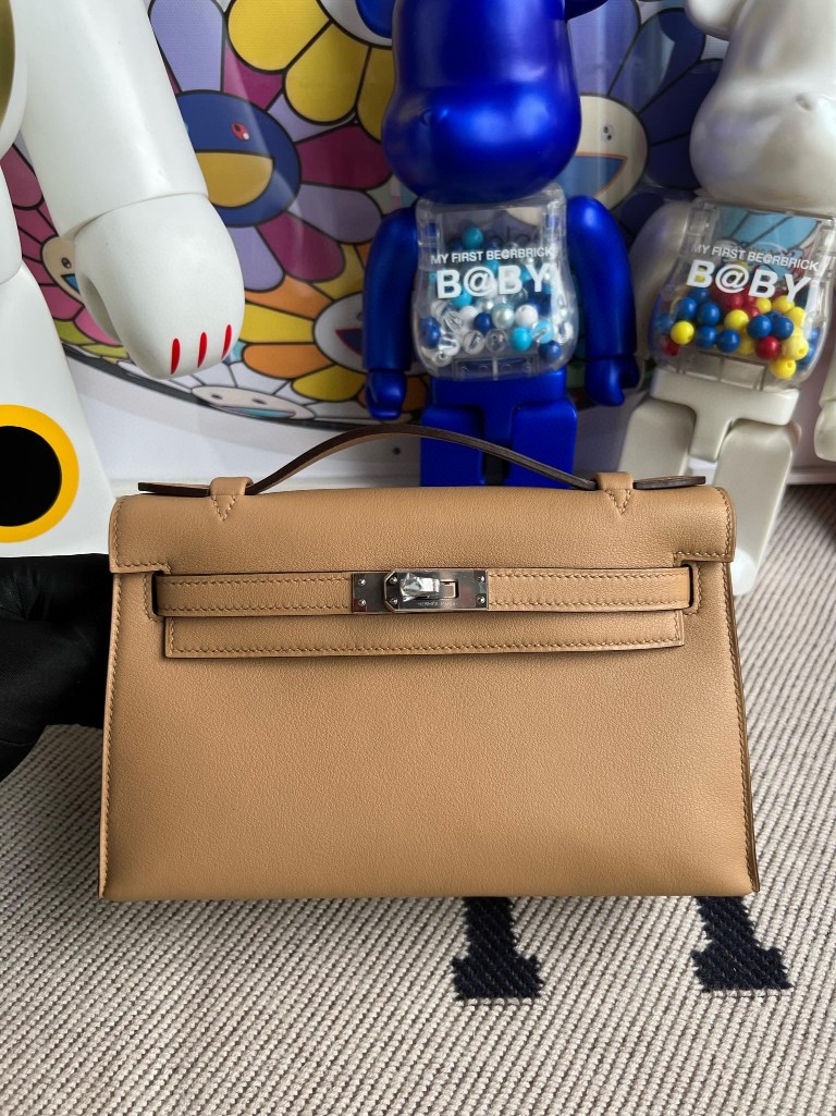 Uncle Bench Hermes Mini kelly pochette Swift Light Coffee Silver Hardware 22m Full Handmade