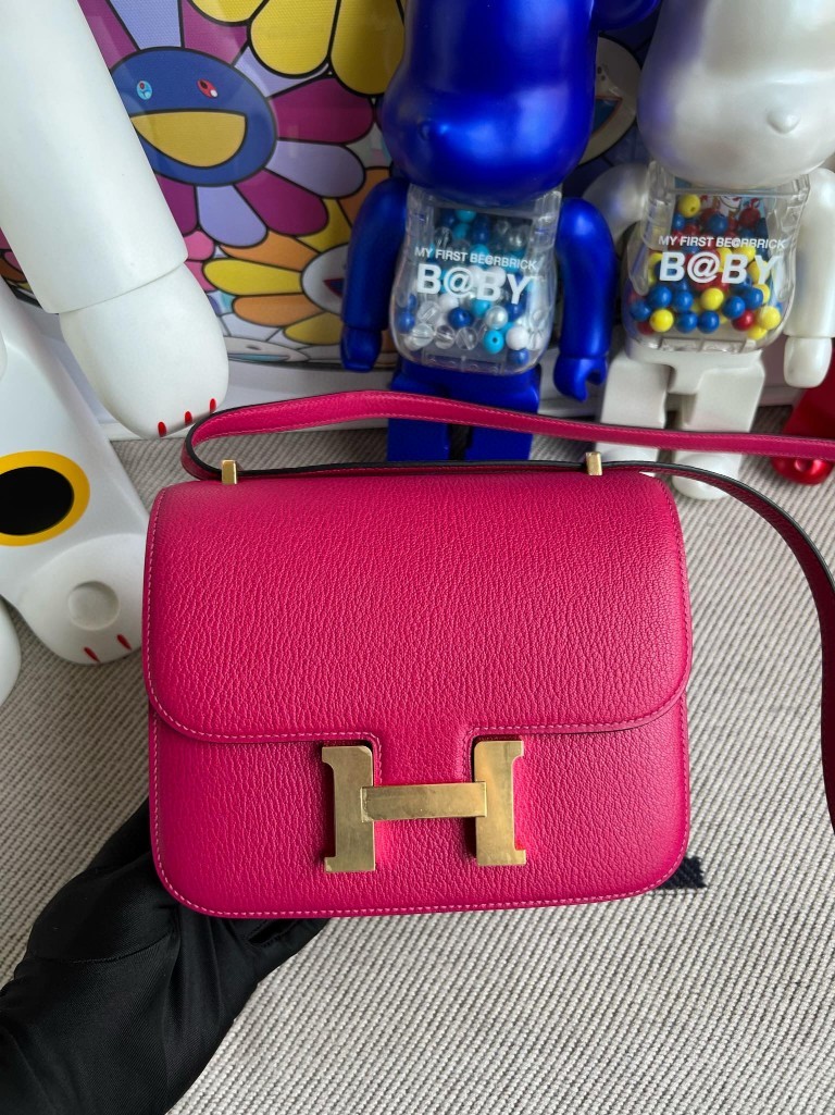 Uncle Bench Hermes Constance Chevre Rose Mexico Gold Hardware GHW 18m Full Handmade