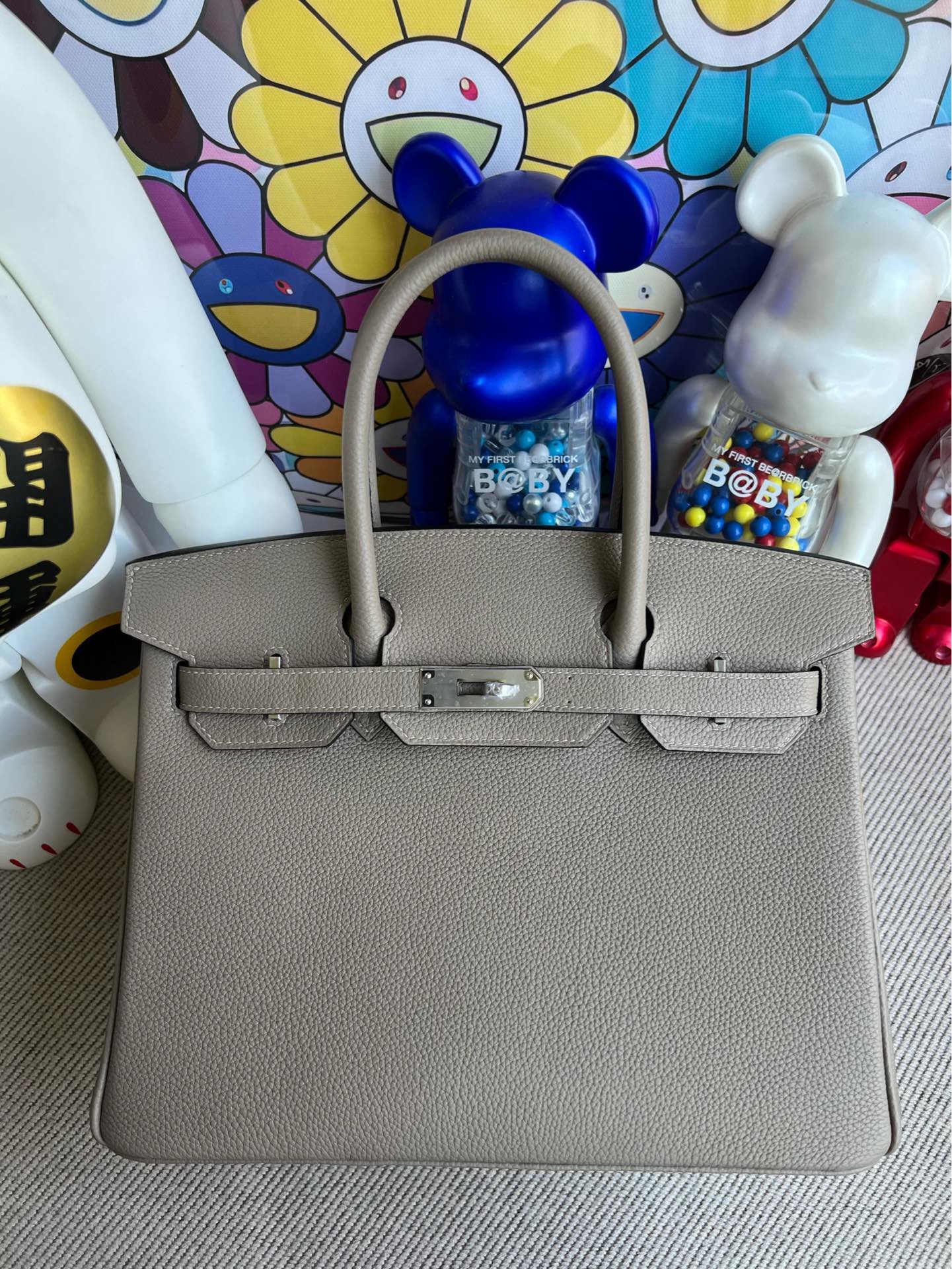 Uncle Bench Hermes Birkin togo M8 Gris ashpite PHW Silver Hardware 30m Full Handmade