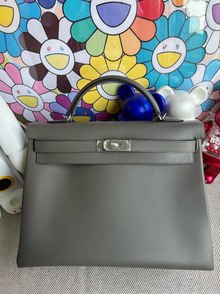 Uncle Bench Hermes Kelly Swift 8F Etain Silver Hardware PHW 40m Full Handmade