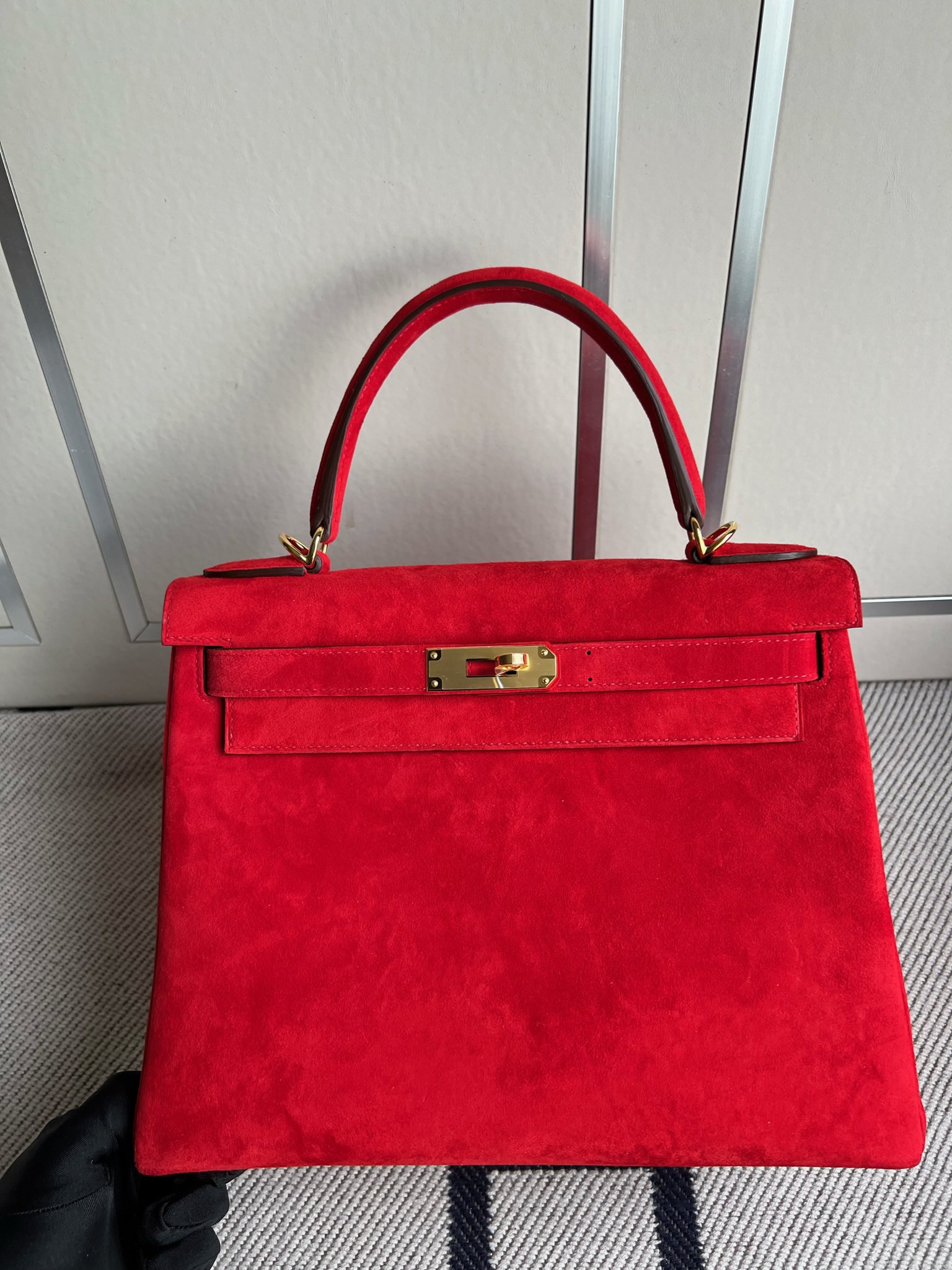 Uncle Bench Hermes Kelly Chamois Red Gold Hardware 28m Full Handmade