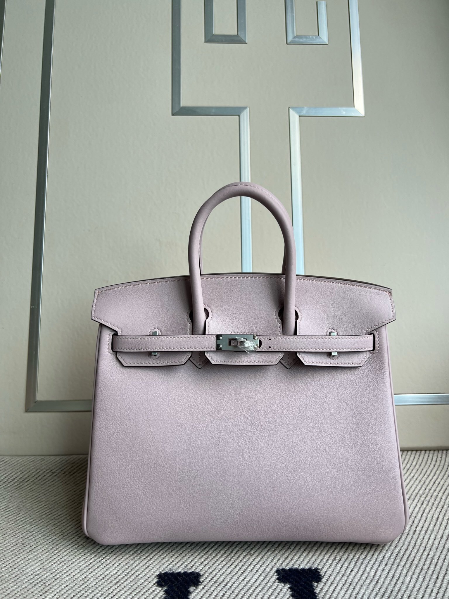 Uncle Bench Hermes Birkin Swift Lavender purple Silver Hardware PHW 25m Full Handmade