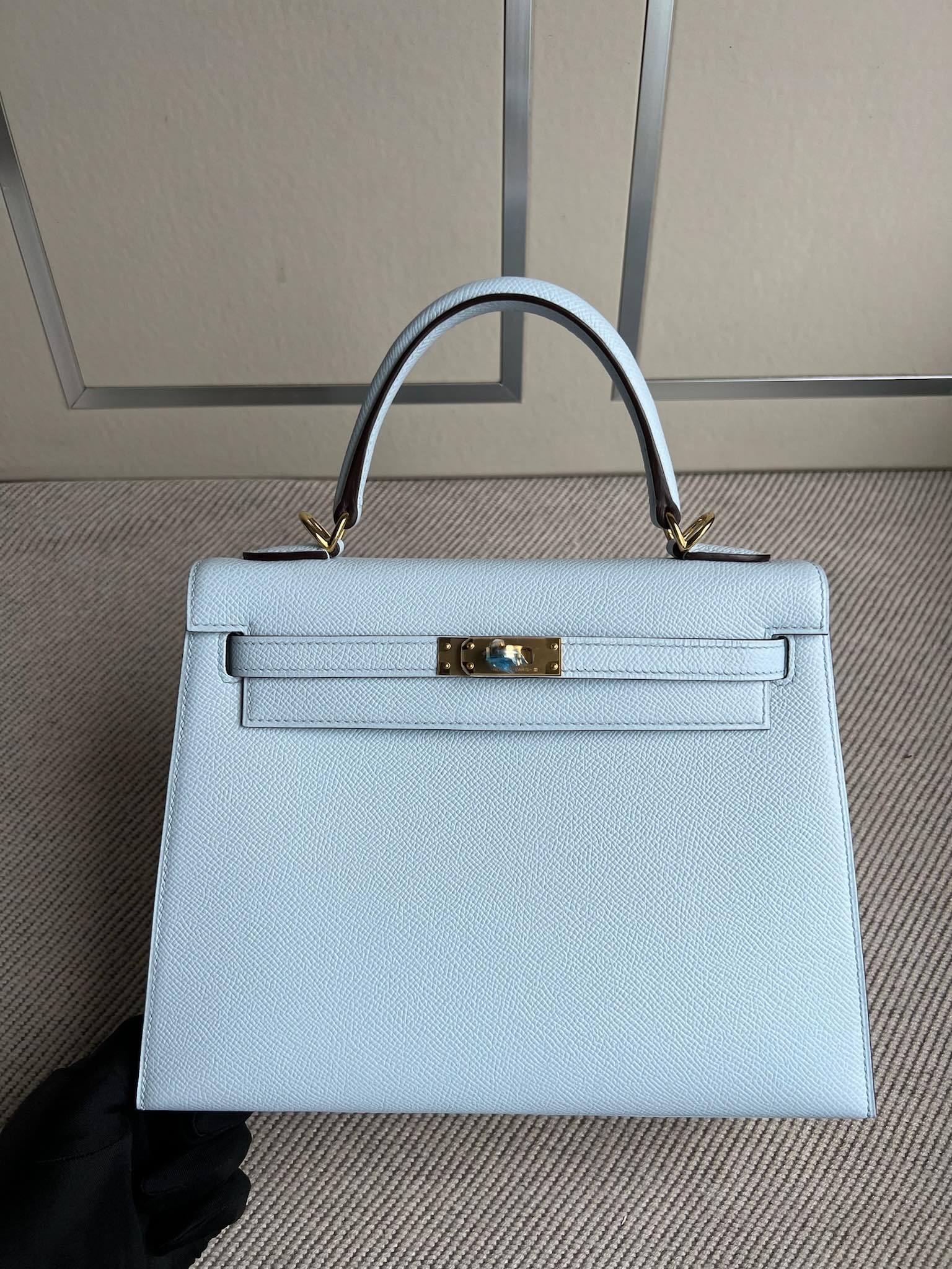 Uncle Bench Hermes Kelly Epsom T0 Light blue Gold Hardware GHW 25cm Full Handmade