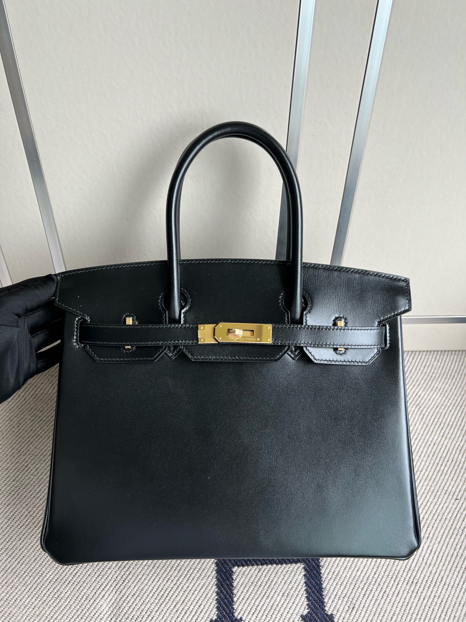 Uncle Bench Hermes Birkin Boxcalf ck89 Noir Gold Hardware GHW 30cm Full Handmade